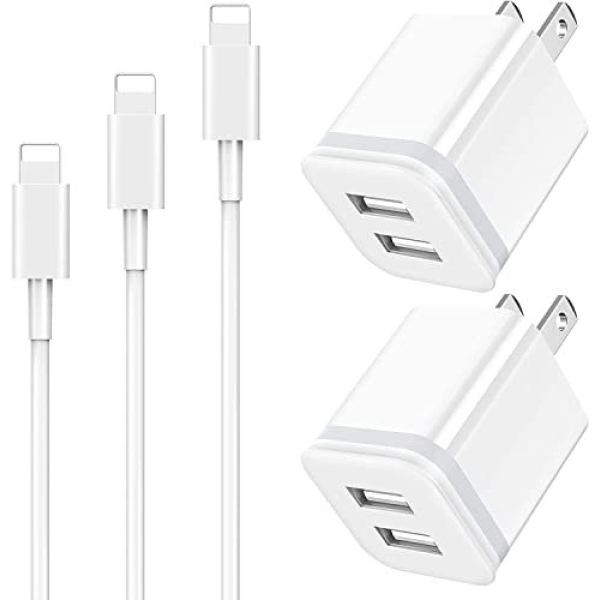 LUOATIP iPhone Charger Cable 3ft 6ft 10ft with Wall Plug, 5-Pack Long Charging