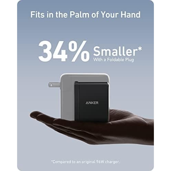 Anker USB C Charger (GaN II 100W), 3 Port Fast Compact Wall Charger for MacBook - Image 3
