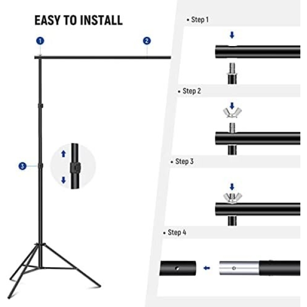 Neewer Photo Studio Backdrop Support System, 10ft/3m Wide 6.6ft/2m High - Image 3