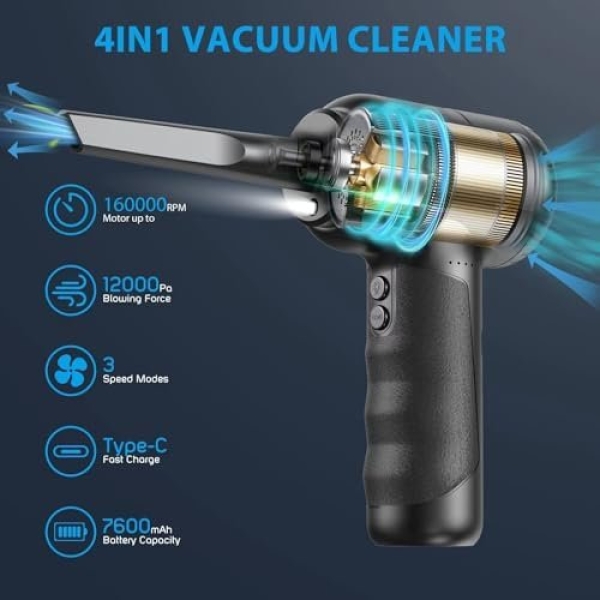Compressed Air Duster with Air Blower 160000RPM Vacuum Cleaner and Air Duster - Image 3