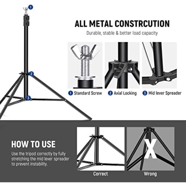 Neewer Photo Studio Backdrop Support System, 10ft/3m Wide 6.6ft/2m High - Image 5