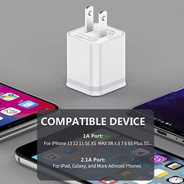 LUOATIP iPhone Charger Cable 3ft 6ft 10ft with Wall Plug, 5-Pack Long Charging - Image 3