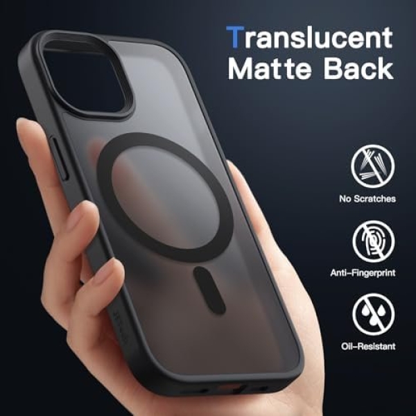JETech Magnetic Case for iPhone 15 6.1-Inch Compatible with MagSafe, Translucent - Image 4
