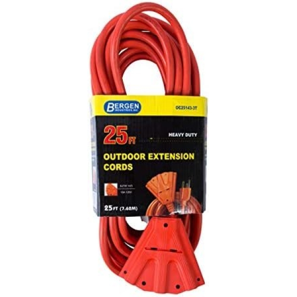 Bergen Industries Inc OC251433T Heavy-Duty Outdoor Triple Tap Extension Cord - Image 2