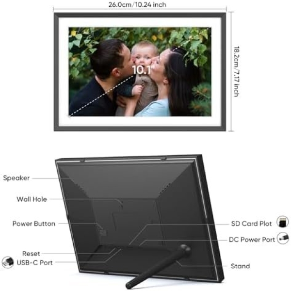 ARZOPA Frameo Digital Picture Frame 10.1 Inch Smart WiFi Digital Photo Frame - Image 9