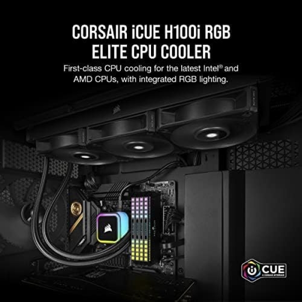 Corsair iCUE H100i RGB Elite Liquid CPU Cooler (16 Dynamic RGB LEDs, 120mm AF - Image 2