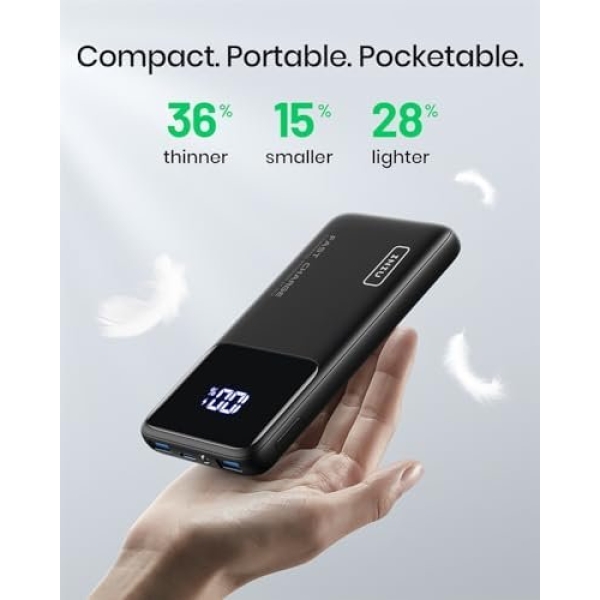 INIU Portable Charger, Slimmest Fast Charging 10000mAh USB C in/Out Power Bank - Image 3