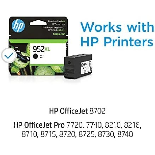 HP 952XL Black High-yield Ink Cartridge | Works with HP OfficeJet 8702, HP - Image 2