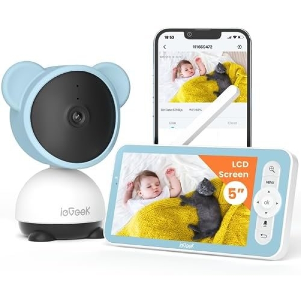ieGeek 5'' Baby Monitor WiFi with Camera and Audio- 1080P Video Baby Monitor