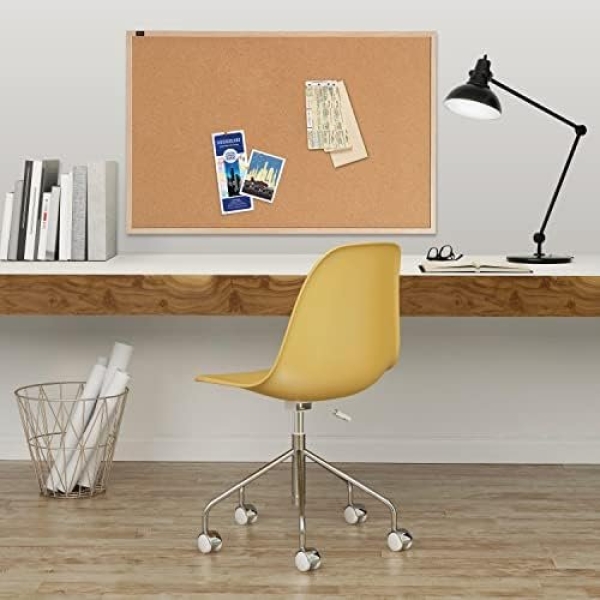 Quartet Cork Board Bulletin Board, 23" x 35" Framed Corkboard, Oak Frame - Image 2