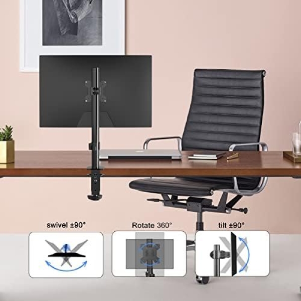 Pholiten Single Monitor Arm,Single Monitor Desk Mount,Adjustable Monitor - Image 4