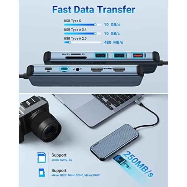 USB C Docking Station for 8K Single Monitor Display, 4K Triple Monitors Display - Image 6