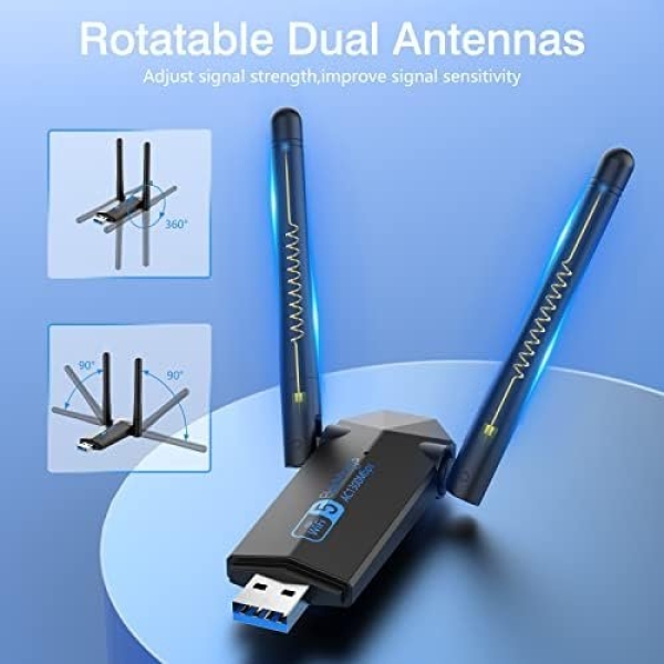 ElecMoga USB WiFi Adapter, 1300Mbps WiFi Dongle USB 3.0 Dual Band 5G/2.4G - Image 7