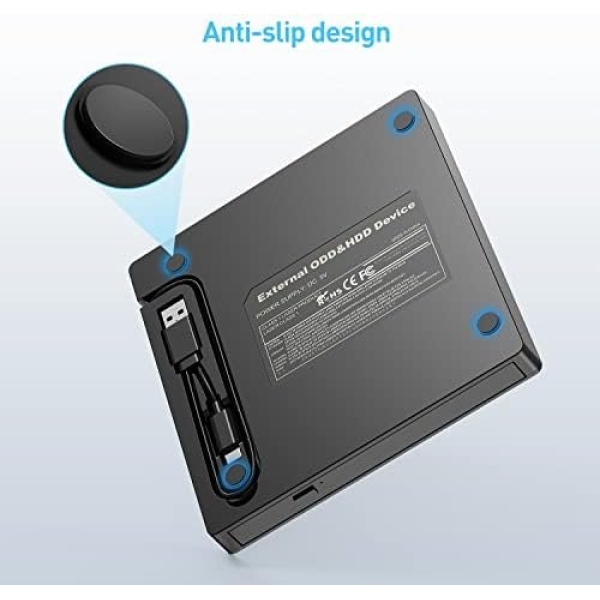 Hiarkio ORIGBELIE External CD DVD Drive, Ultra Slim CD Burner USB 3.0 with 4 USB - Image 8