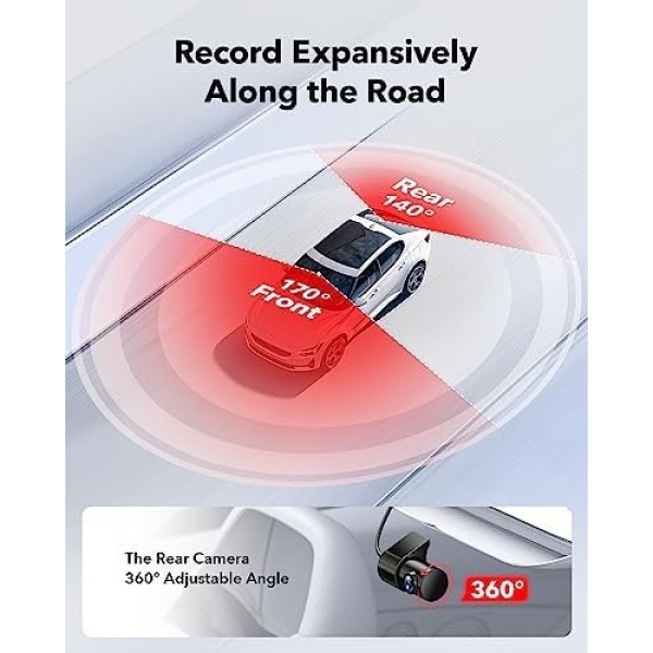 REDTIGER Dash Cam Front Rear, 4K/2.5K Full HD Dash Camera for Cars, Free 32GB - Image 3