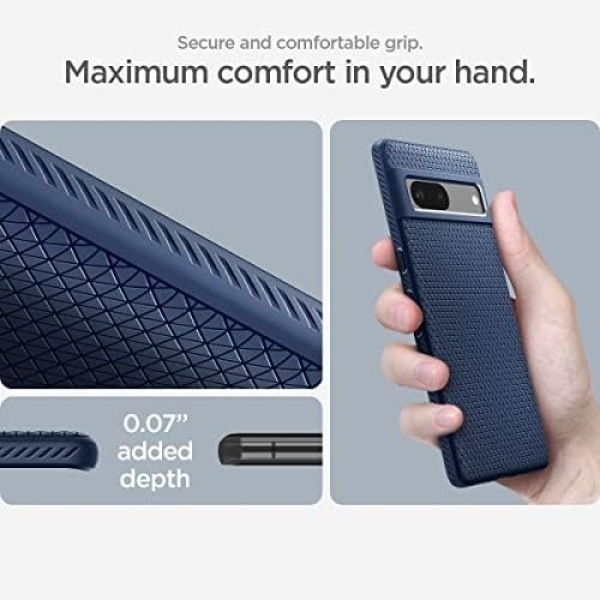 Spigen Liquid Air Pixel 7 Case (2022) - Navy Blue, Anti-Slip, Geometric Design - Image 6
