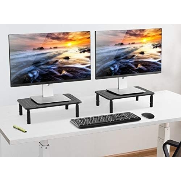 2-Pack Premium Laptop PC Monitor Stand with Sturdy, Stable Black Metal - Image 8
