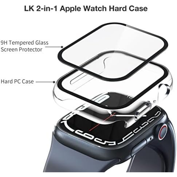 LK 2 Pack Hard PC Case with Tempered Glass Screen Protector Compatible for Apple - Image 2