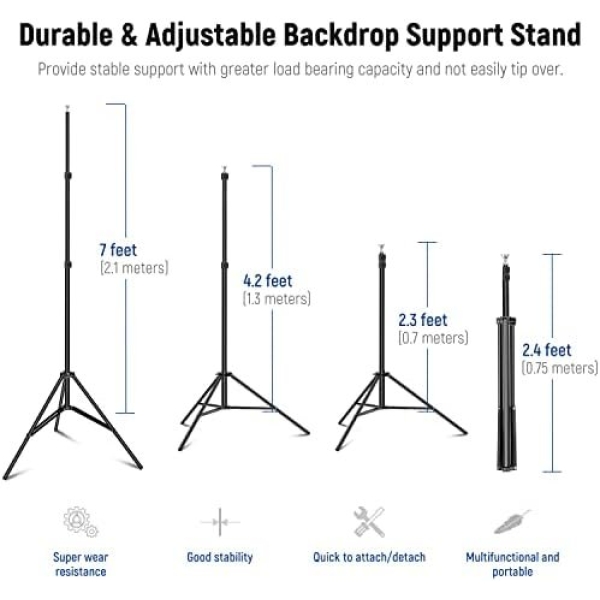 Neewer Photo Studio Backdrop Support System, 10ft/3m Wide 6.6ft/2m High - Image 4
