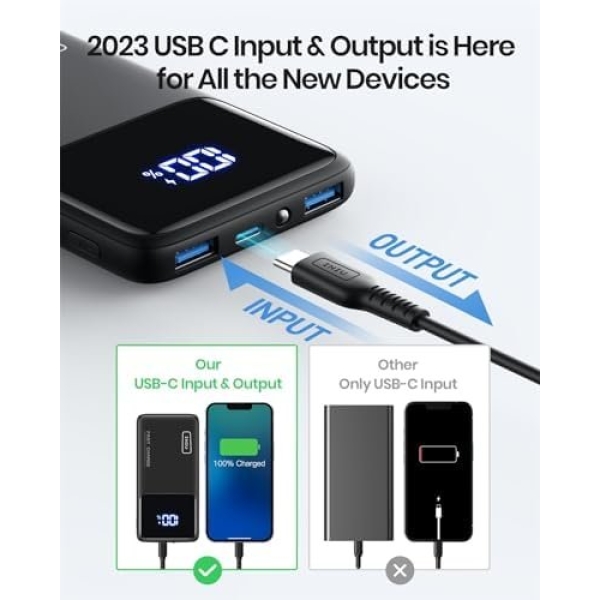 INIU Portable Charger, Slimmest Fast Charging 10000mAh USB C in/Out Power Bank - Image 4