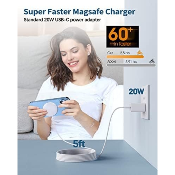 Magnetic Wireless Charger Mag-Safe Charger for iPhone 15/14/13/12 Series - Image 6