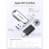 MFi Certified 128GB Flash Drive for iPhone/USB/USB C/,3-in-1 USB Stick - Image 2