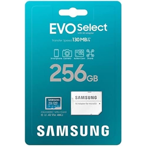 SAMSUNG EVO Select Micro SD-Memory-Card + Adapter, 256GB microSDXC 130MB/s - Image 3