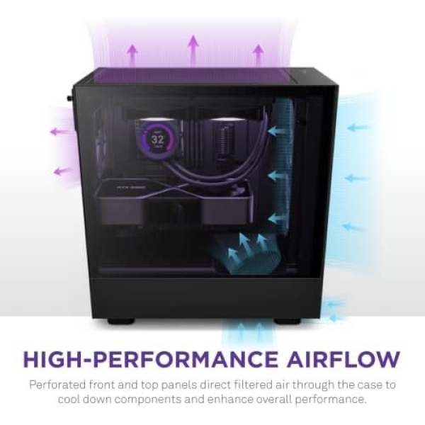 NZXT H5 Flow Compact ATX Mid-Tower PC Gaming Case – High Airflow Perforated - Image 3