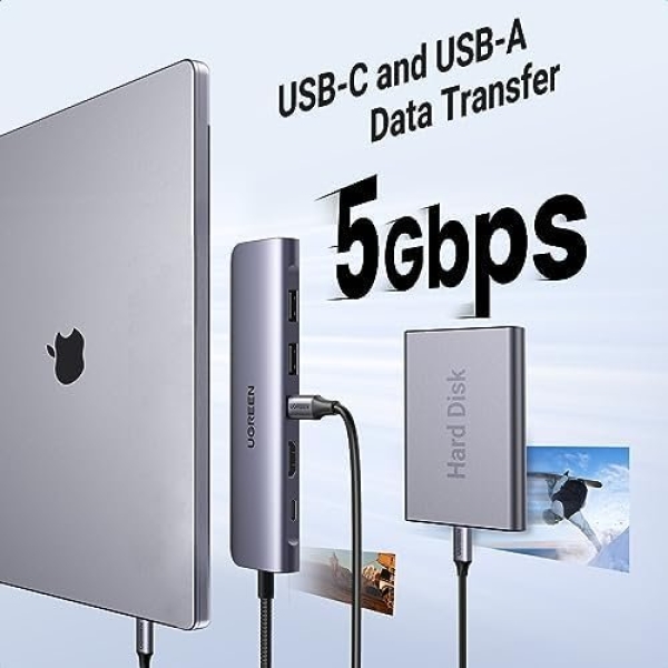 UGREEN Revodok 7 in 1 USB-C Hub with 4K HDMI, 100W Power Delivery - Image 5