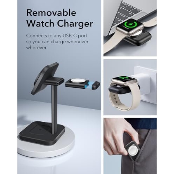 ESR 3-in-1 Charger Stand for Magsafe (HaloLock), Removable Made for Apple Watch - Image 4