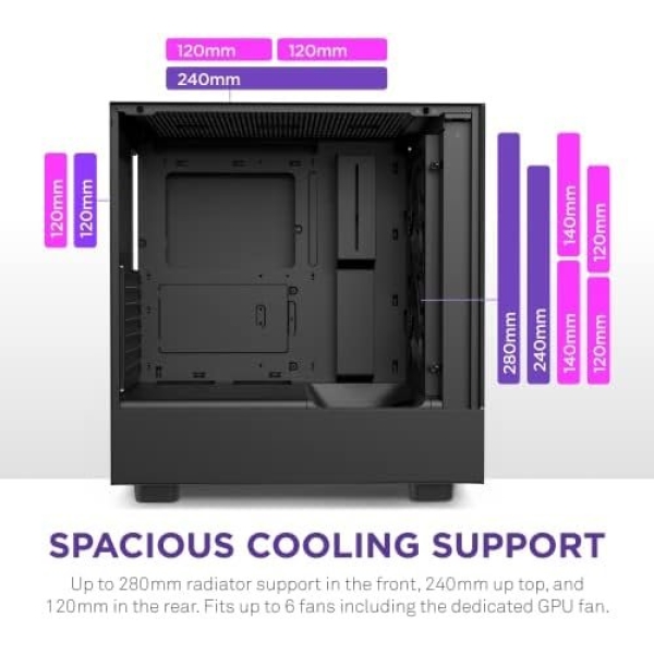 NZXT H5 Flow Compact ATX Mid-Tower PC Gaming Case – High Airflow Perforated - Image 5