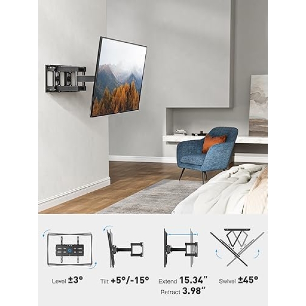 Pipishell TV Wall Mount for 26-65 inch LED LCD OLED 4K TVs up to 99lbs, Full - Image 6