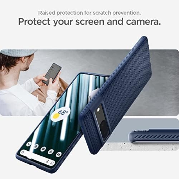 Spigen Liquid Air Pixel 7 Case (2022) - Navy Blue, Anti-Slip, Geometric Design - Image 5
