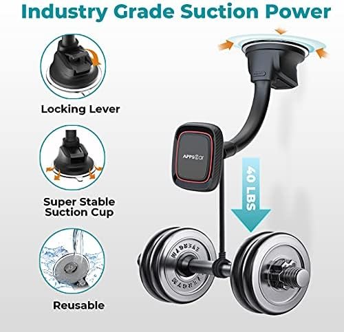 APPS2Car Magnetic Phone Holder for Car, Dashboard Windshield Phone Holder Mount - Image 5