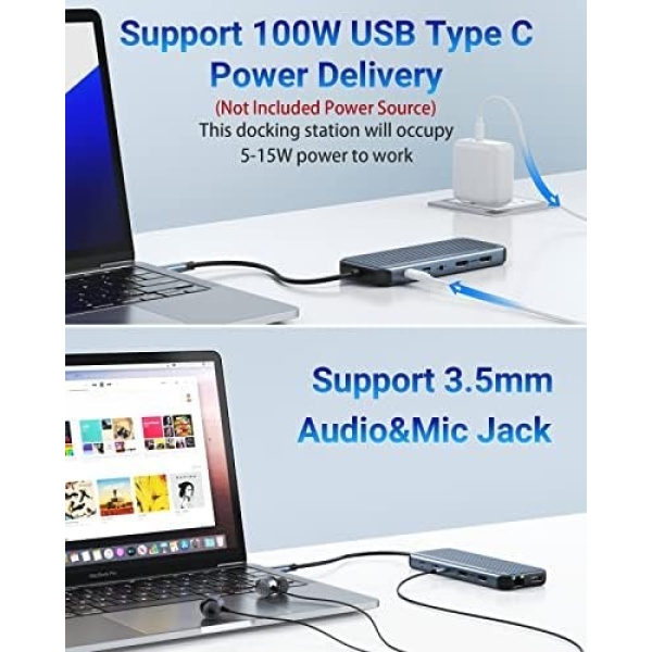 USB C Docking Station for 8K Single Monitor Display, 4K Triple Monitors Display - Image 5