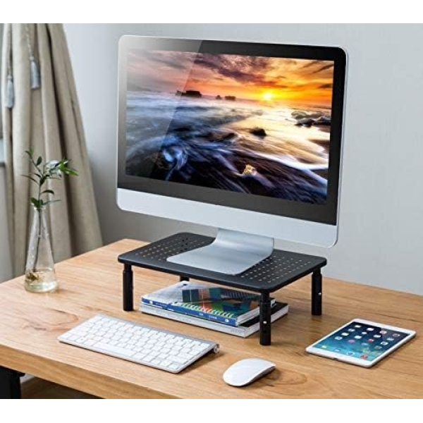 2-Pack Premium Laptop PC Monitor Stand with Sturdy, Stable Black Metal - Image 2