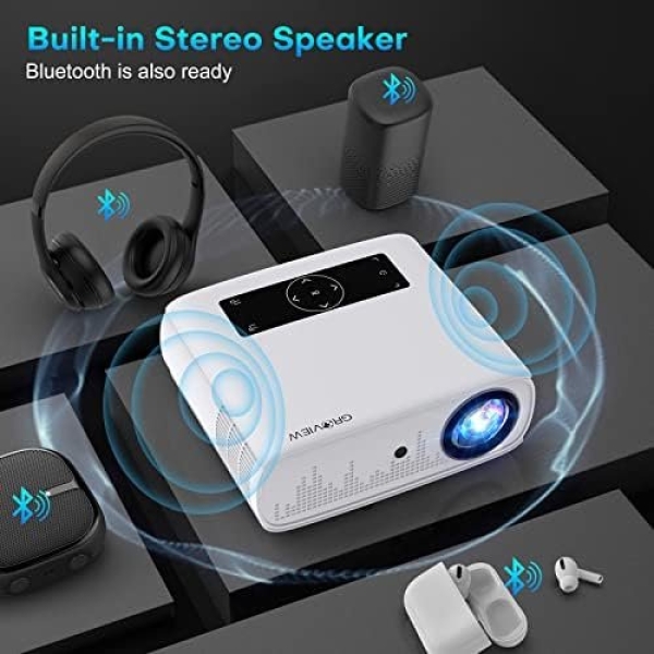 GROVIEW Projector, 15000lux 490ANSI Native 1080P WiFi Bluetooth Projector - Image 4