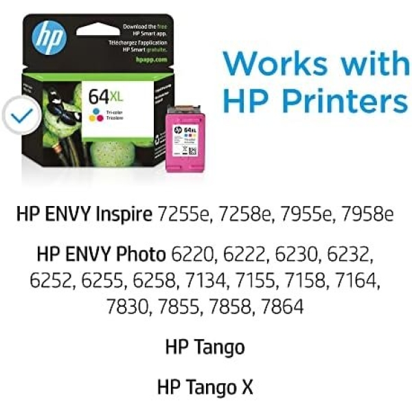 HP 64XL Tri-color High-yield Ink Cartridge | Works with HP ENVY Inspire 7950e; - Image 2