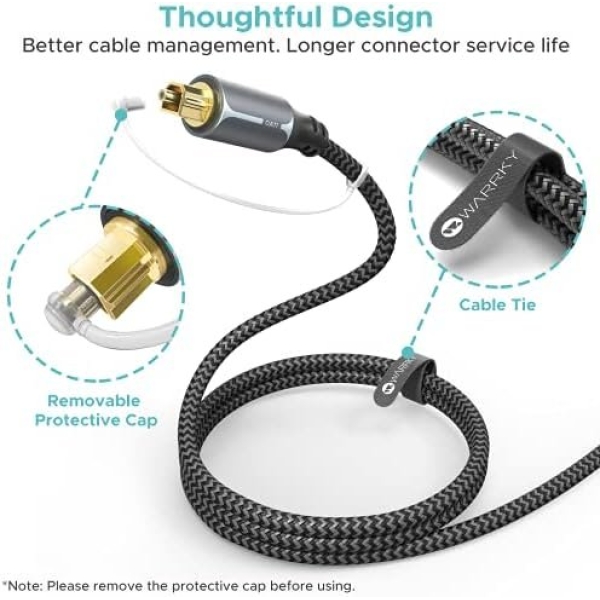 Warrky Optical Audio Cable, 6ft Optical Cable for Soundbar - Image 7