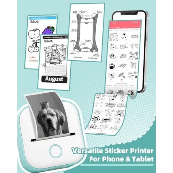Memoking Label Makers - T02 Mini Portable Small Printer with 3 Rolls Paper - Image 3