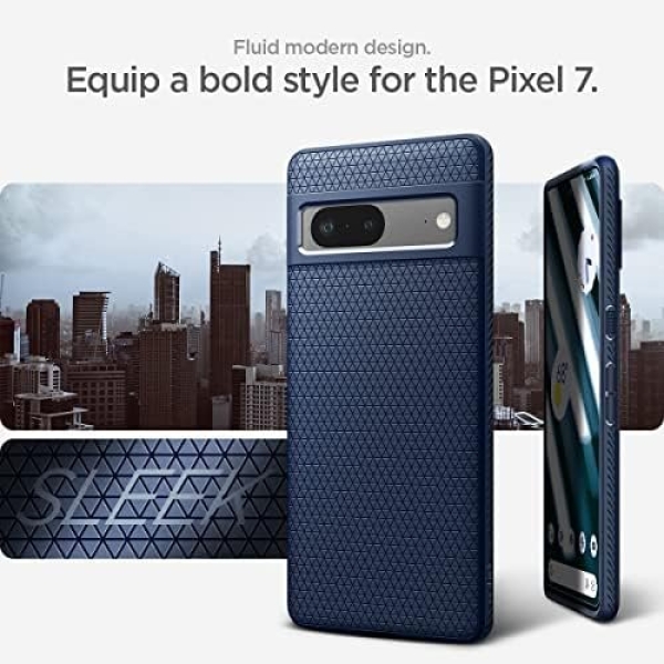 Spigen Liquid Air Pixel 7 Case (2022) - Navy Blue, Anti-Slip, Geometric Design - Image 3