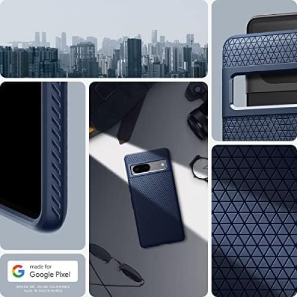 Spigen Liquid Air Pixel 7 Case (2022) - Navy Blue, Anti-Slip, Geometric Design - Image 2