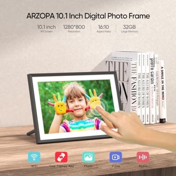 ARZOPA Frameo Digital Picture Frame 10.1 Inch Smart WiFi Digital Photo Frame - Image 2