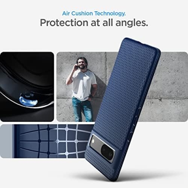 Spigen Liquid Air Pixel 7 Case (2022) - Navy Blue, Anti-Slip, Geometric Design - Image 4