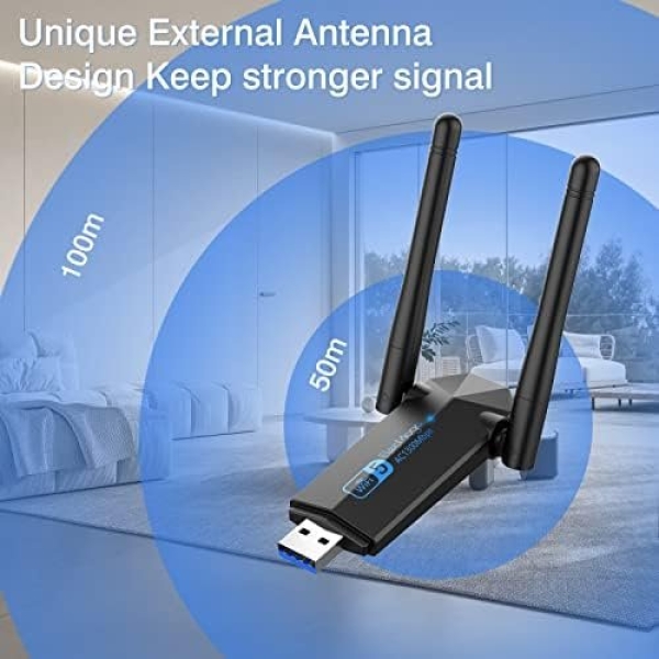 ElecMoga USB WiFi Adapter, 1300Mbps WiFi Dongle USB 3.0 Dual Band 5G/2.4G - Image 6