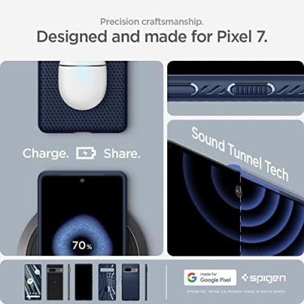 Spigen Liquid Air Pixel 7 Case (2022) - Navy Blue, Anti-Slip, Geometric Design - Image 7