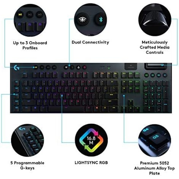 Logitech G915 Mechanical Gaming Keyboard, Low Profile GL Linear Key Switch - Image 6
