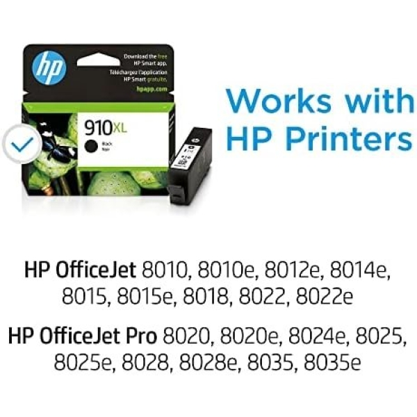 HP 910XL Black High-yield Ink Cartridge | Works with HP OfficeJet 8010, 8020 - Image 2
