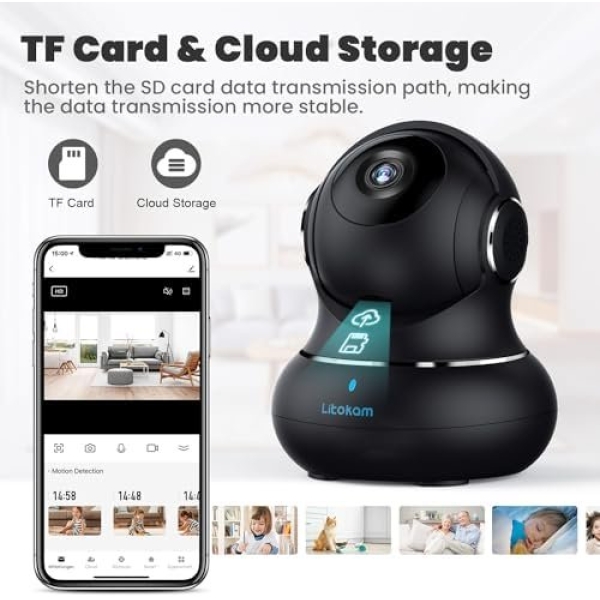 litokam Indoor Security Camera 360° Motion Tracking, Pet Camera - Image 7