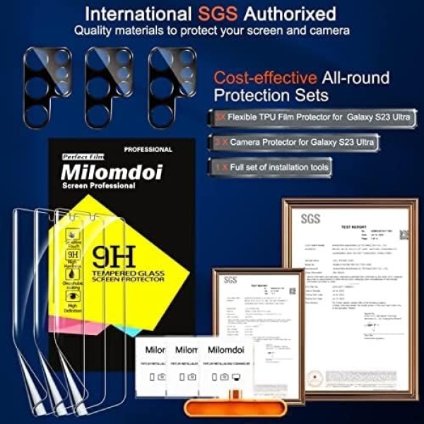 Milomdoi [3+3 Pack] for Samsung Galaxy S23 Ultra Screen Protector [Not Glass] - Image 2